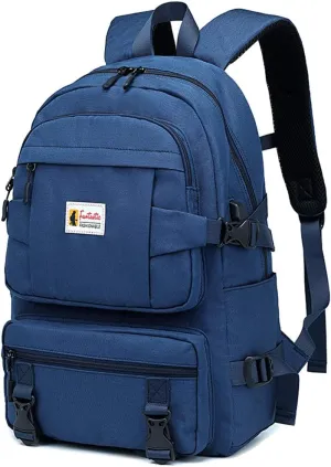 College Backpack Teen Lightweight School Book Bag with USB Charger Port Casual Daypack (Blue) for Women Men Youth