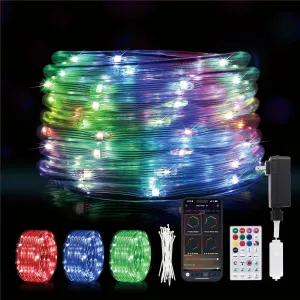 Color Changing Outdoor Rope Lights: 33ft Waterproof String Lights for Outside with APP & Remote Control - 16 Million Colors LED Lights for Bedroom - Christmas Camping Halloween Decorations Indoor