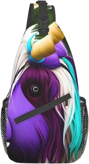 Colorful Cow'S Head Chest Bag Crossbody Bag. Rugged And Durable, High Storage Capacity. Adjustable Strap Length.