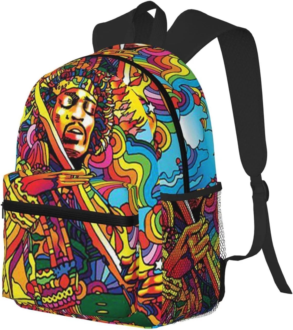 Colorful Guitar Hippie Backpack 16 Inch Laptop Backpacks For Women Men Large Bags For Travel Hiking Camping Day Pack Outdoor Daypack