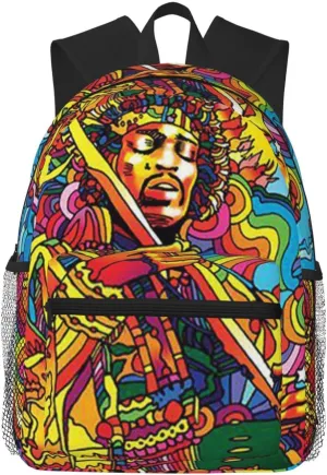 Colorful Guitar Hippie Backpack 16 Inch Laptop Backpacks For Women Men Large Bags For Travel Hiking Camping Day Pack Outdoor Daypack