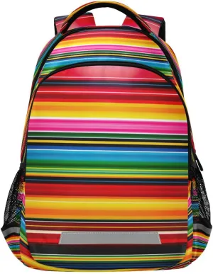 Colorful Mexico Stripe Design Waterproof Backpack - Casual Outdoor Sports Daypack with Ergonomic Shoulder Straps#313