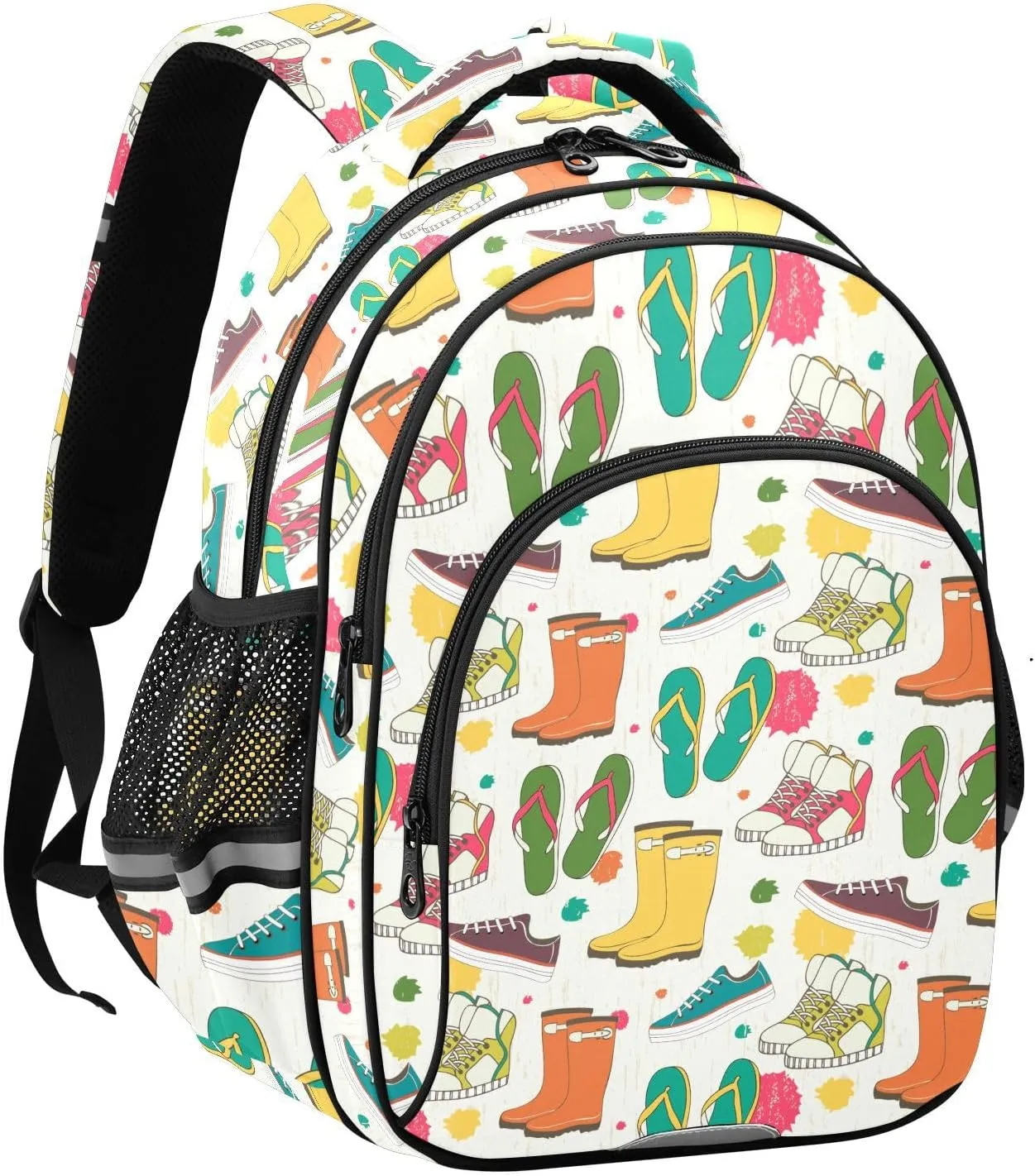 Colorful Shoes Pattern Backpack for Kids Elementary School Bag Boys Girls Bookbag Travel Backpack Daypack