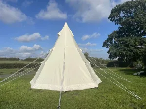 Comfortable Family Glamping Tent, 4-Season 9.85ft Canvas Tipi for Outdoor Adventures, Lightweight Aluminum Frame, White