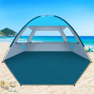 COMMOUDS Beach Tent Sun Shade for 3/4-5/6-7/8-10 Person, UPF 50  Beach Sun Shelter Canopy Tent, Lightweight, Easy Set Up and Carry