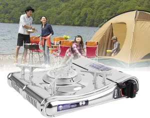 Compact Camping Stove Portable Gas Cooker, Stainless Steel Outdoor Butane Gas Stove, Single Burner, Ideal for Travel Camping Fishing Cooking, Camping Equipment