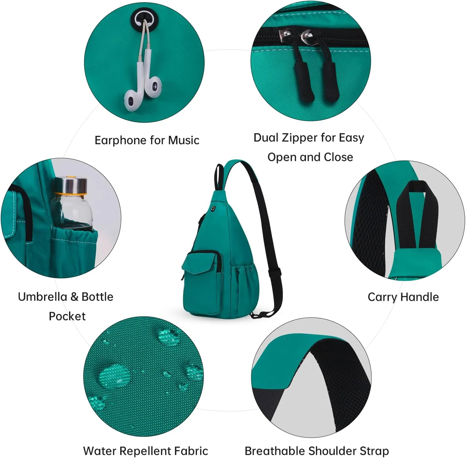 Convertible Sling Backpack Crossbody Chest Bag for Women Men Left and Right Shoulder Purse Water Repellent Gym Daypack