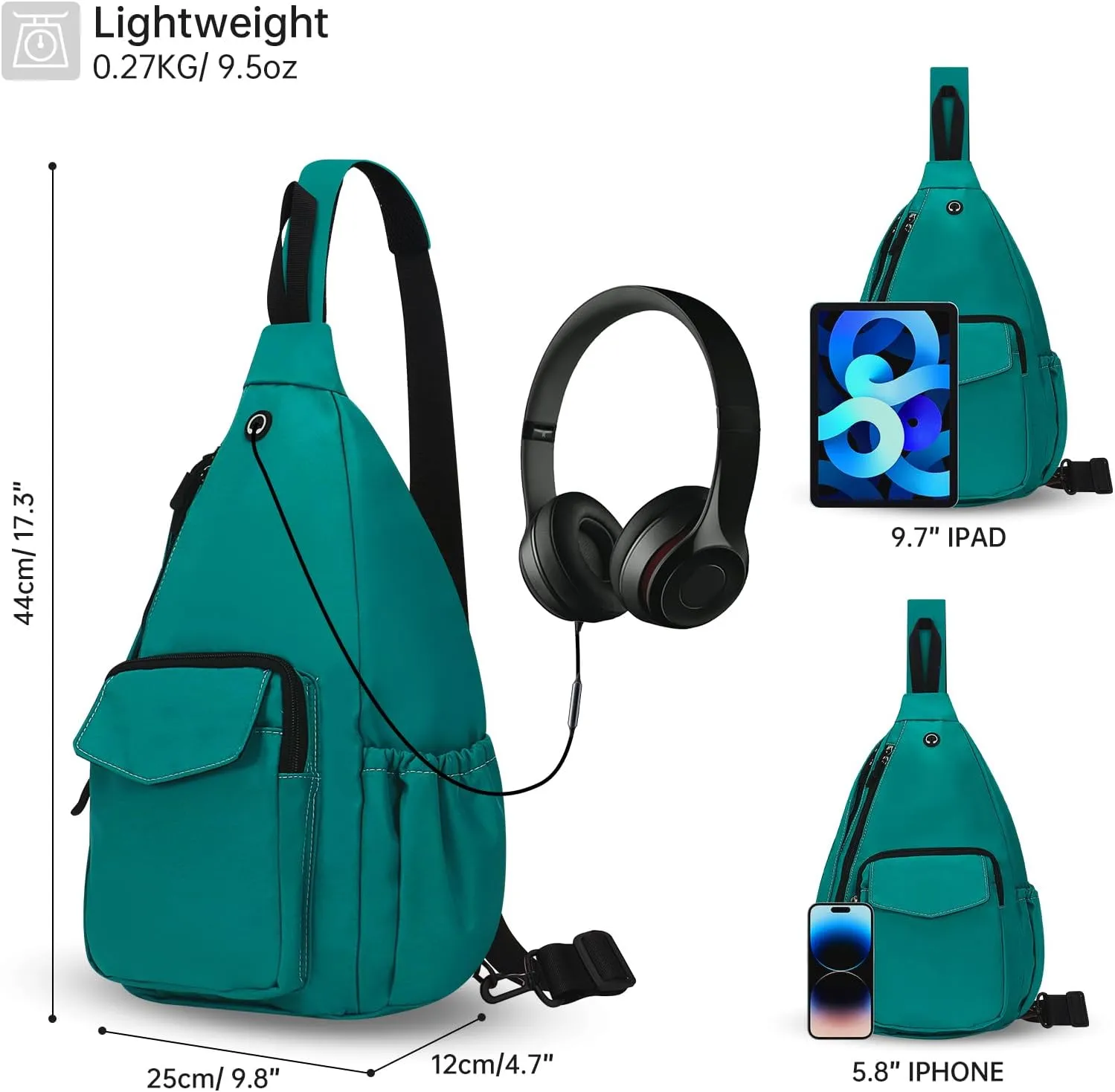 Convertible Sling Backpack Crossbody Chest Bag for Women Men Left and Right Shoulder Purse Water Repellent Gym Daypack