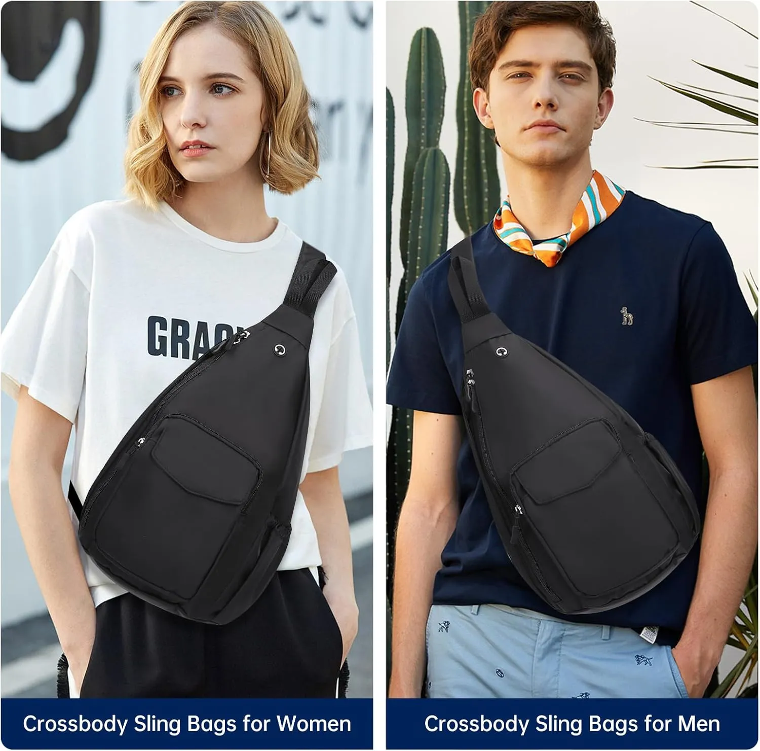 Convertible Sling Backpack Crossbody Chest Bag for Women Men Left and Right Shoulder Purse Water Repellent Gym Daypack