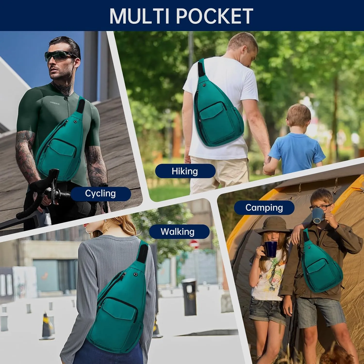Convertible Sling Backpack Crossbody Chest Bag for Women Men Left and Right Shoulder Purse Water Repellent Gym Daypack