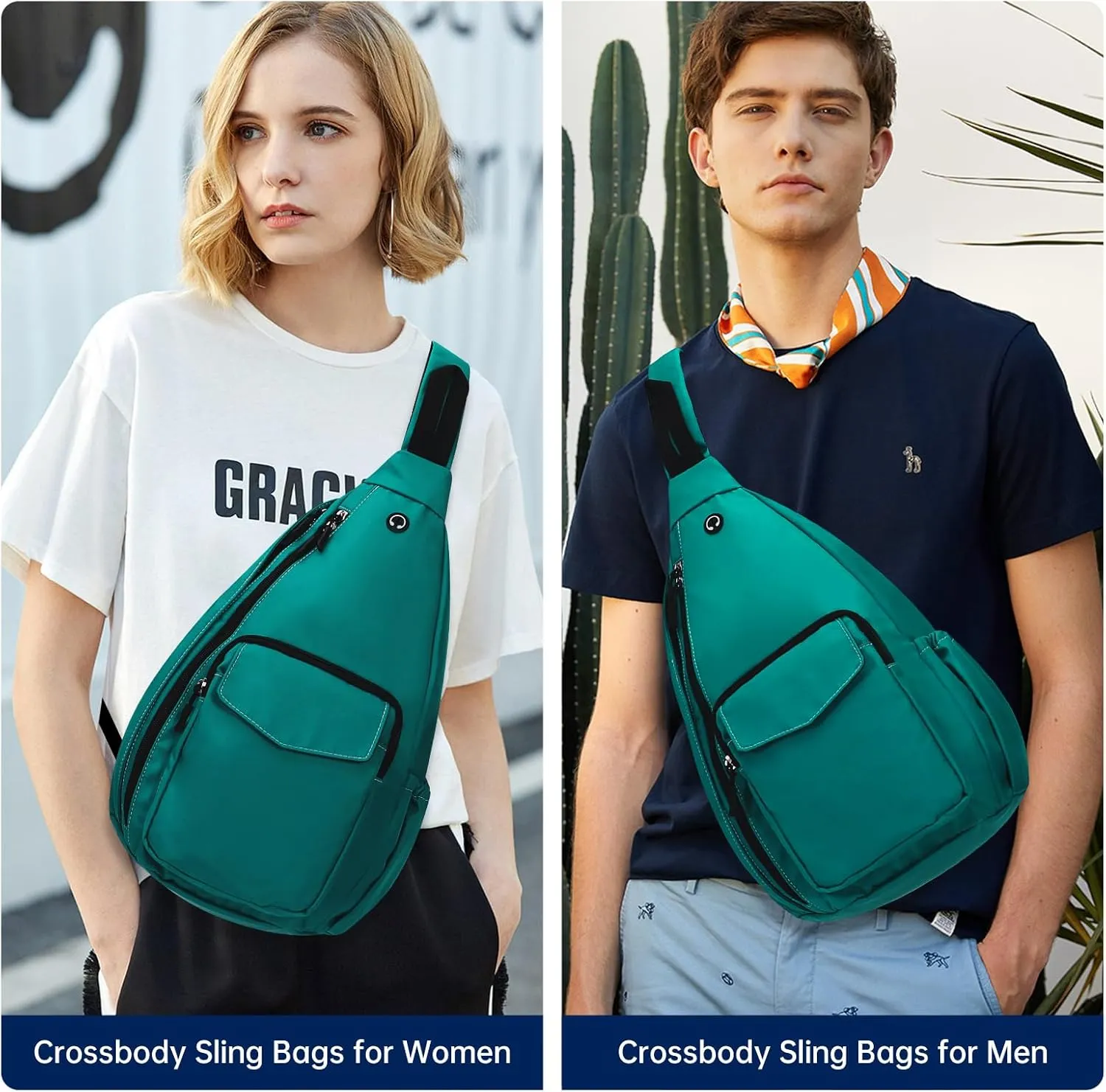 Convertible Sling Backpack Crossbody Chest Bag for Women Men Left and Right Shoulder Purse Water Repellent Gym Daypack