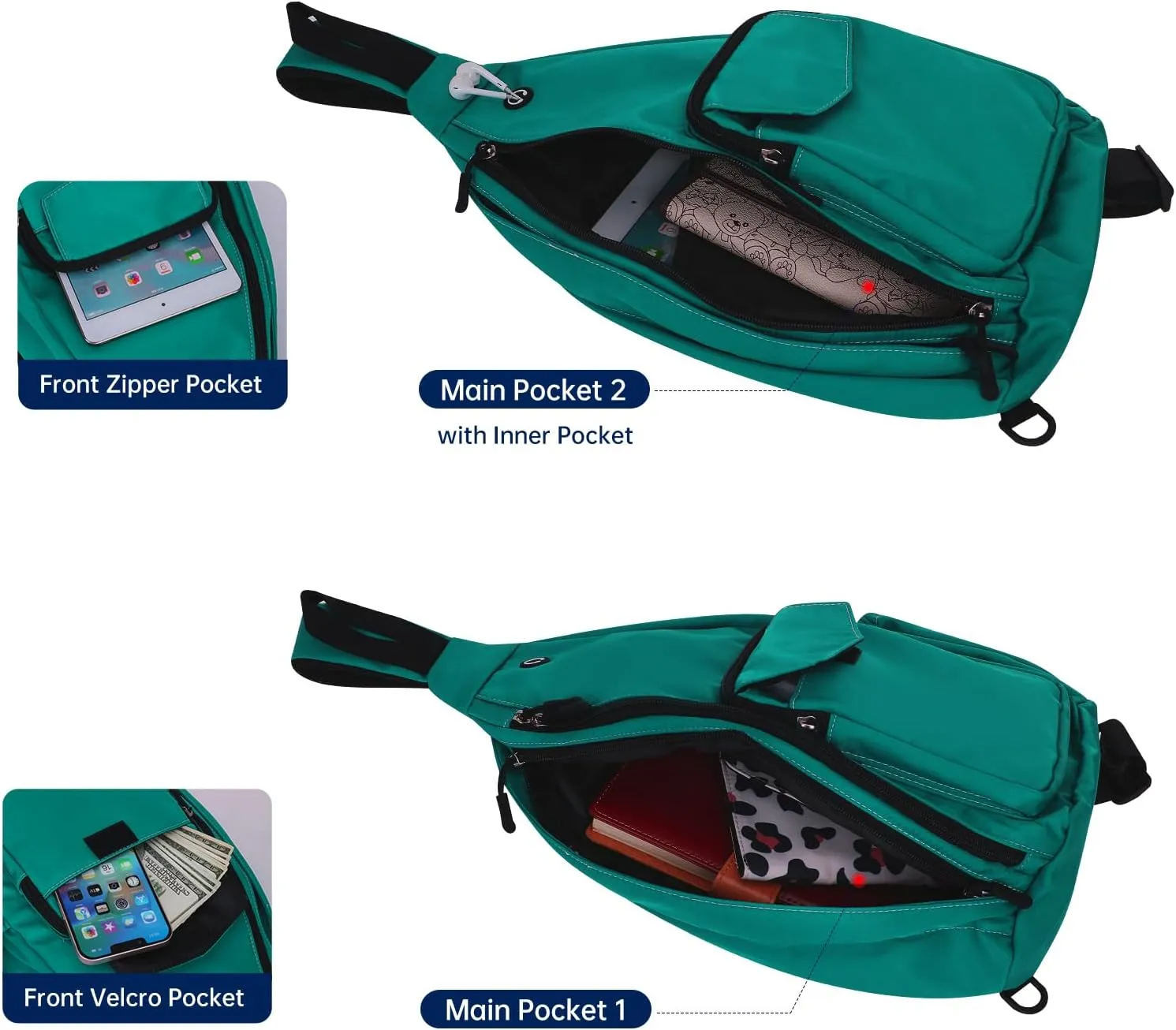 Convertible Sling Backpack Crossbody Chest Bag for Women Men Left and Right Shoulder Purse Water Repellent Gym Daypack
