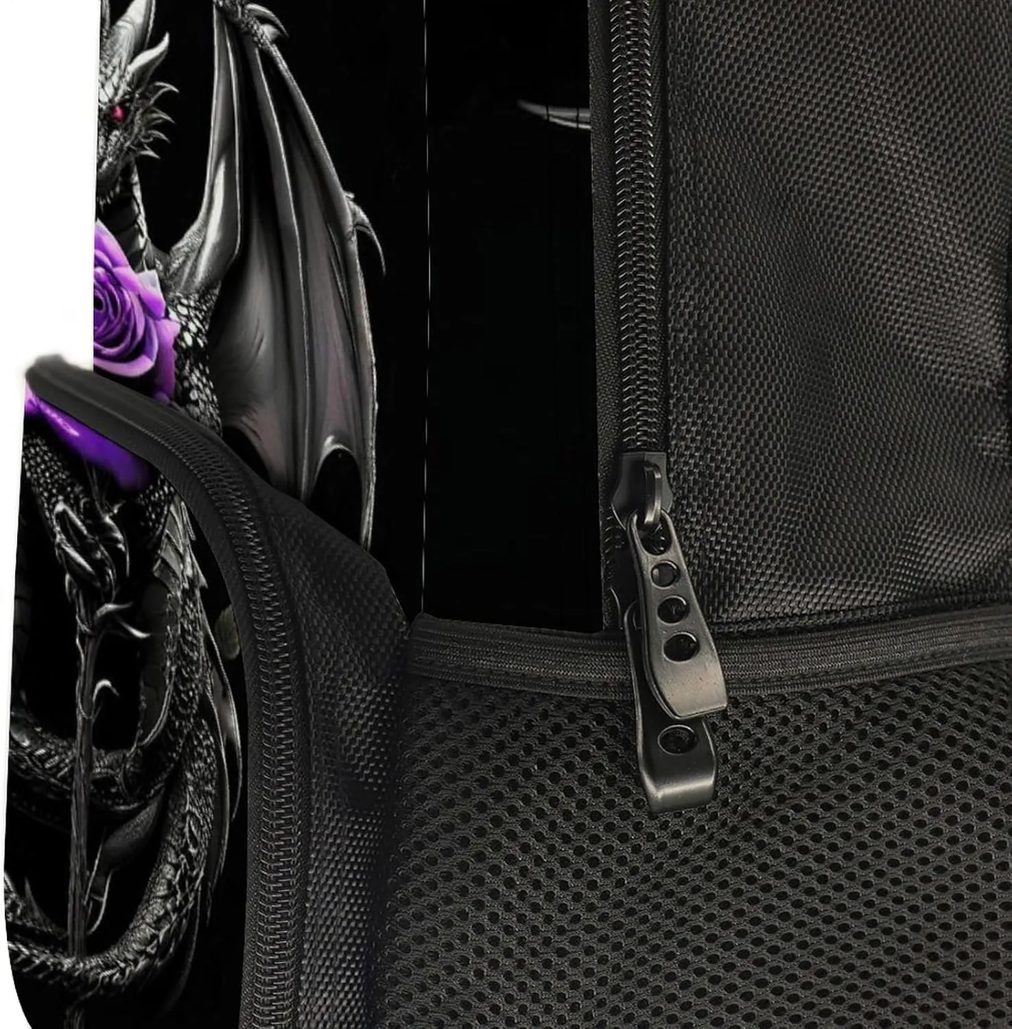 Cool Dragon Purple Rose Black Daypack Lightweight Multipurpose Anti-Theft Shoulder Bag Large Capacity Laptop Book Bag Rucksack With Adjustable Shoulder Straps
