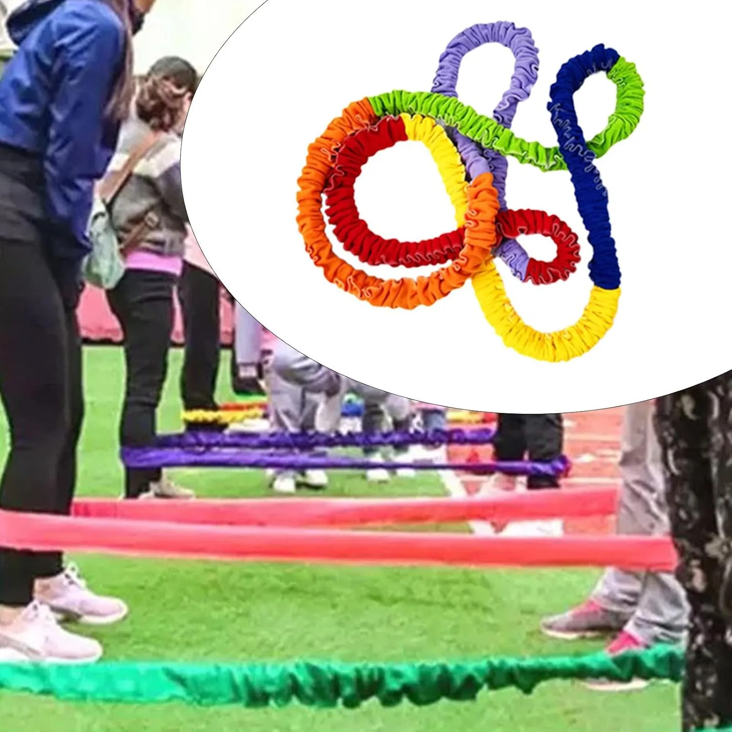 Cooperative Stretch Band Dynamic Movement Exercise Prop Multi Color Cooperative Stretch Rope Resistance Band for Children Gym