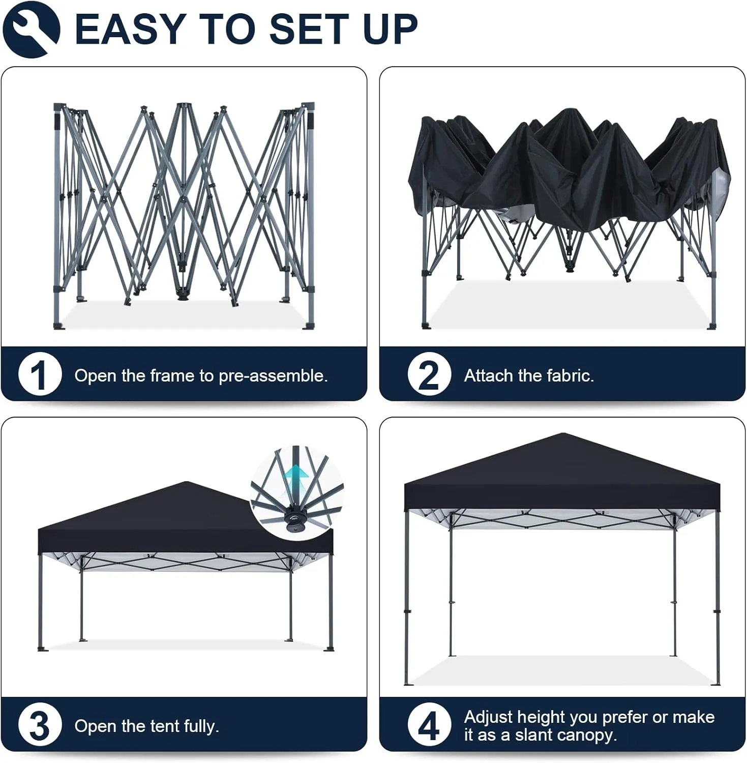 COOSHADE Durable Easy Pop Up Canopy Tent 12x12Ft(Black)