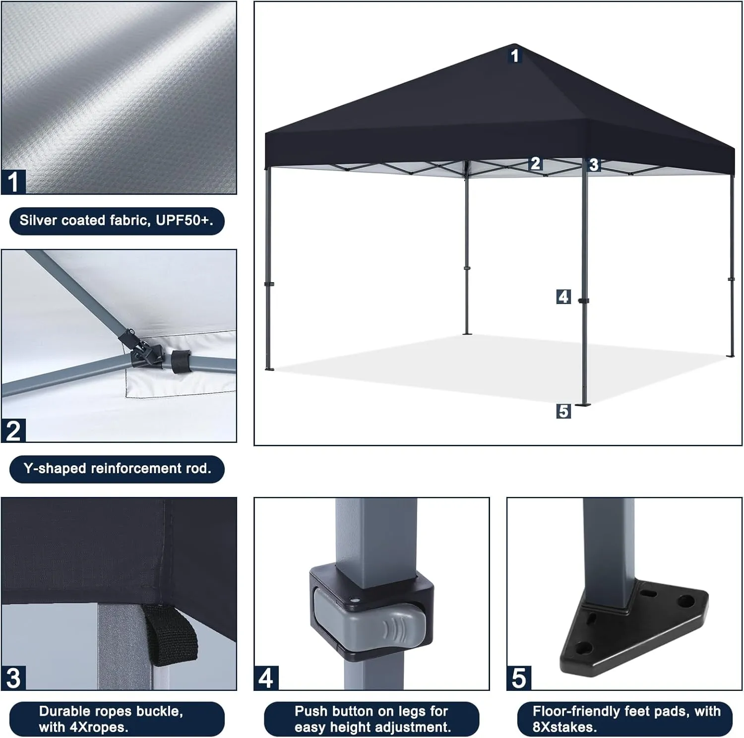 COOSHADE Durable Easy Pop Up Canopy Tent 12x12Ft(Black)