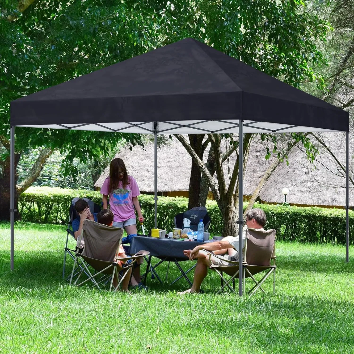 COOSHADE Durable Easy Pop Up Canopy Tent 12x12Ft(Black)