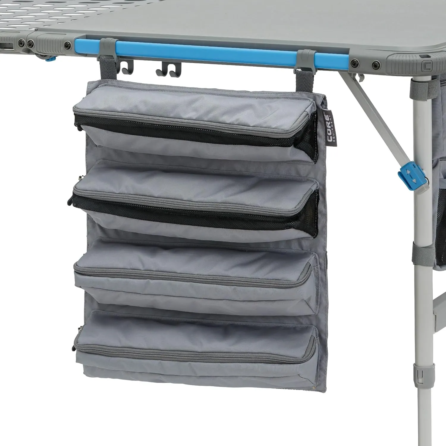 CORE Hanging Organizer | Fits The 4 Foot Outdoor FlexRail Camp & Cook Table | Portable for Beach, Picnic, Backyards, BBQ, Tailgate, Patio, and Party