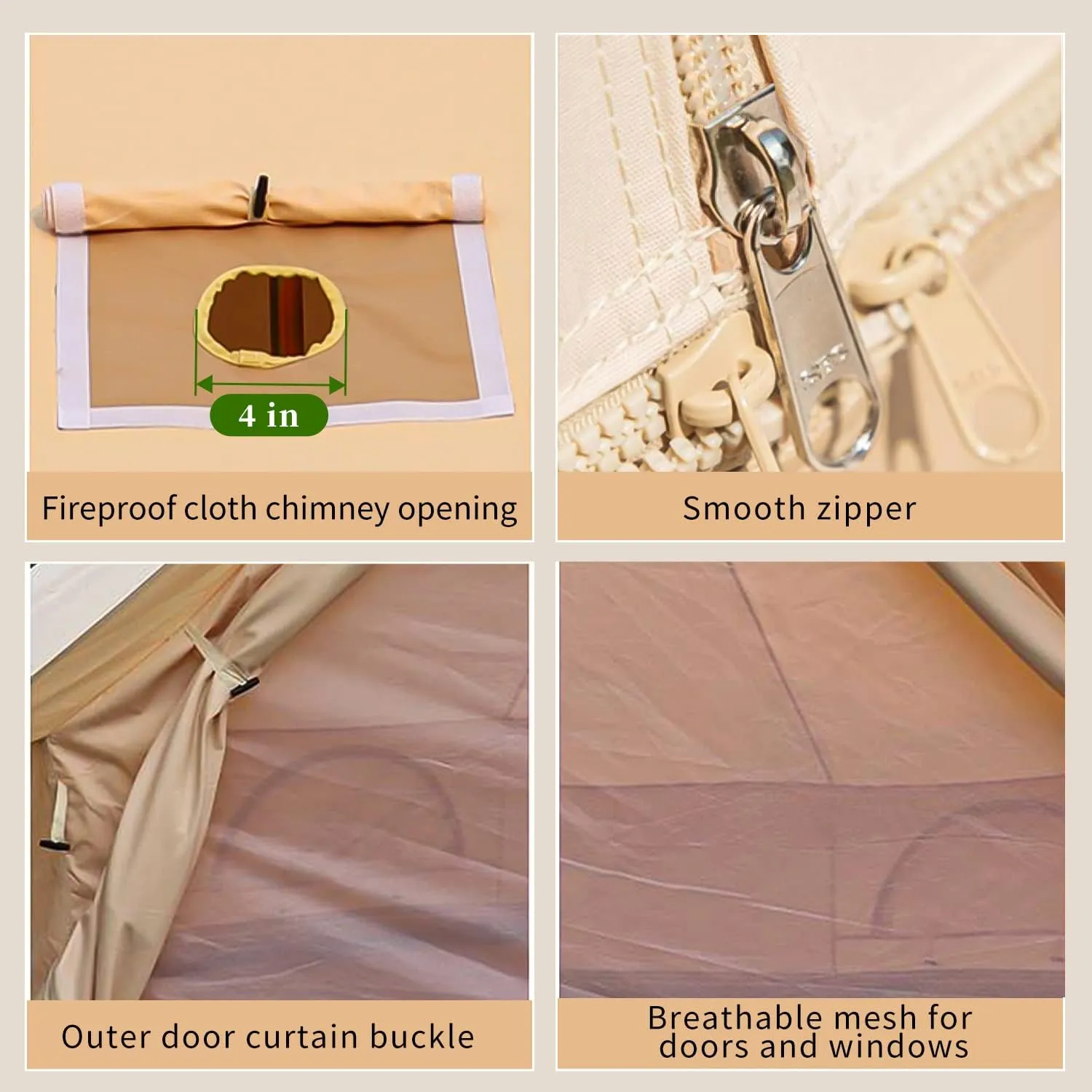 Cotton Canvas Bell Tent, Luxury Glamping Tent, Yurt Tents for All Year Living, Waterproof Bell Tent for 4/8/10/12 Person Family Camping Outdoor Hunting Christmas Party in 4 Seasons