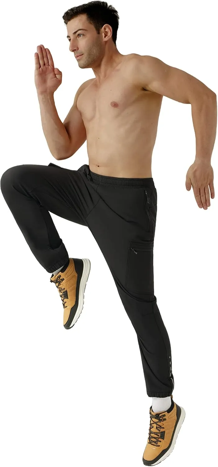 CQC Men's Fleece Cycling Bike Pants Windproof Thermal Athletic Sweatpants for Winter Outdoor Running Hiking
