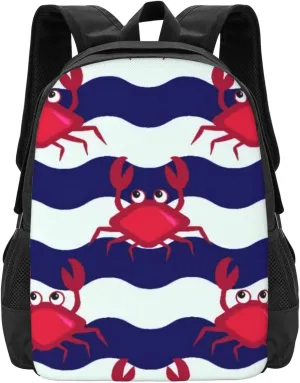 Crab On The Waves Lightweight Packable Backpack Travel Casual Hiking Daypack Foldable Backpack For Men Women