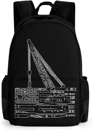 Crane Operator American Flag Backpack Travel Laptop Backpack Lightweight Business Work Bag Daypack for Men Women