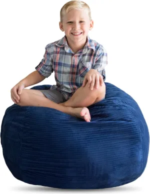 Creative QT Stuff ’n Sit Extra Large 38’’ Bean Bag Storage Cover for Stuffed Animals & Toys, Giant Bean Bag Chair for Plush, Kids Bedroom Organizer, Royal Blue Corduroy Stuffed Animal Storage Cover