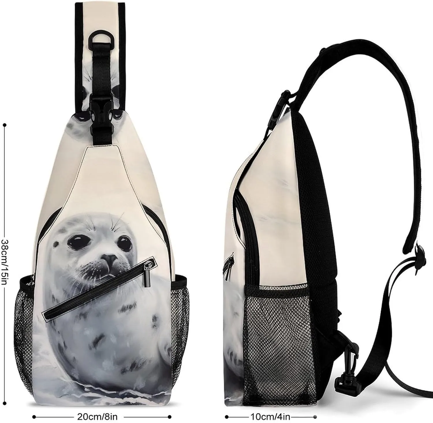 Crossbody Bag for Women Men Chest Bag Harp Seal Painting Sling Bag Crossbody Shoulder Bag Sling Backpack