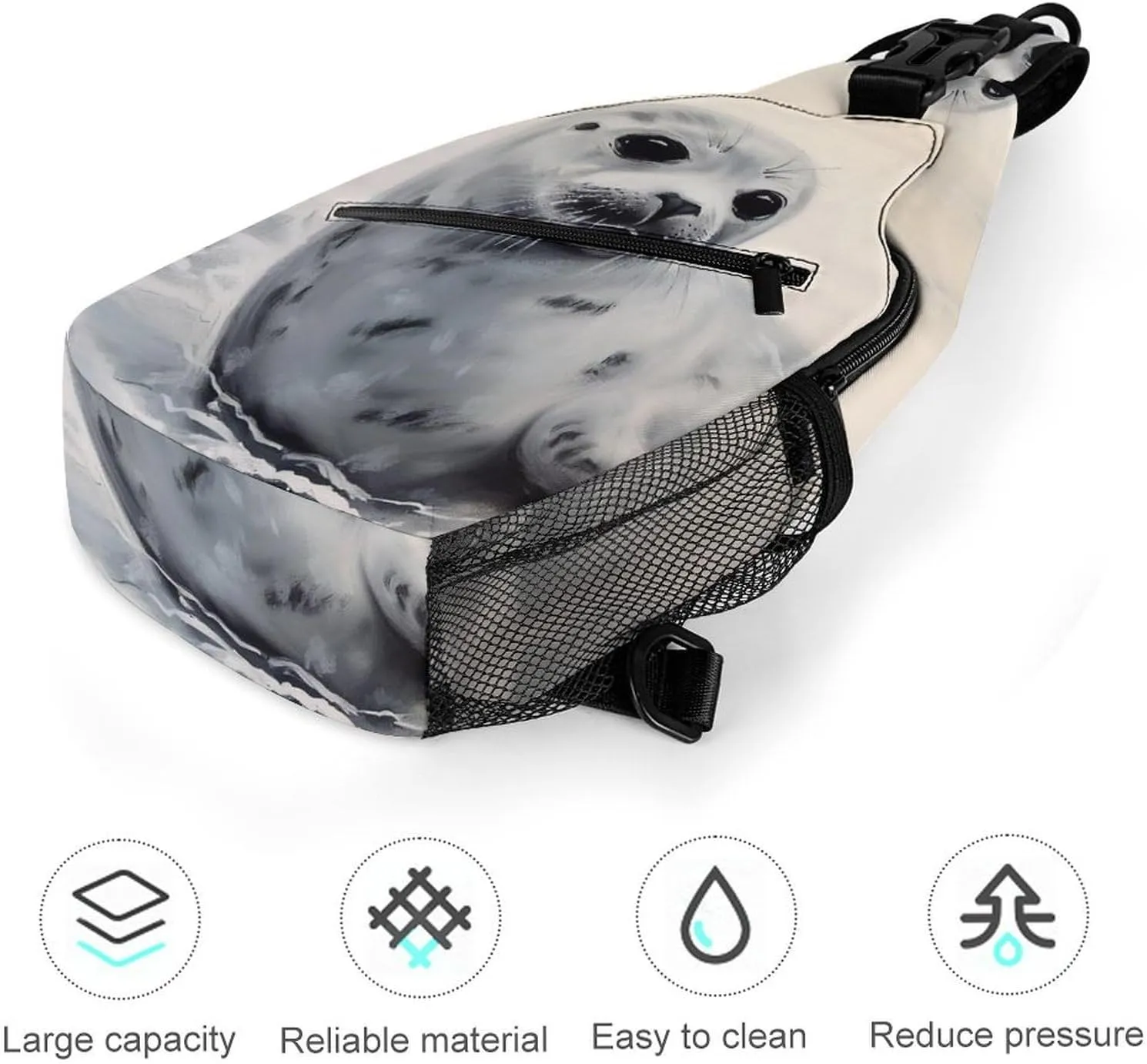 Crossbody Bag for Women Men Chest Bag Harp Seal Painting Sling Bag Crossbody Shoulder Bag Sling Backpack