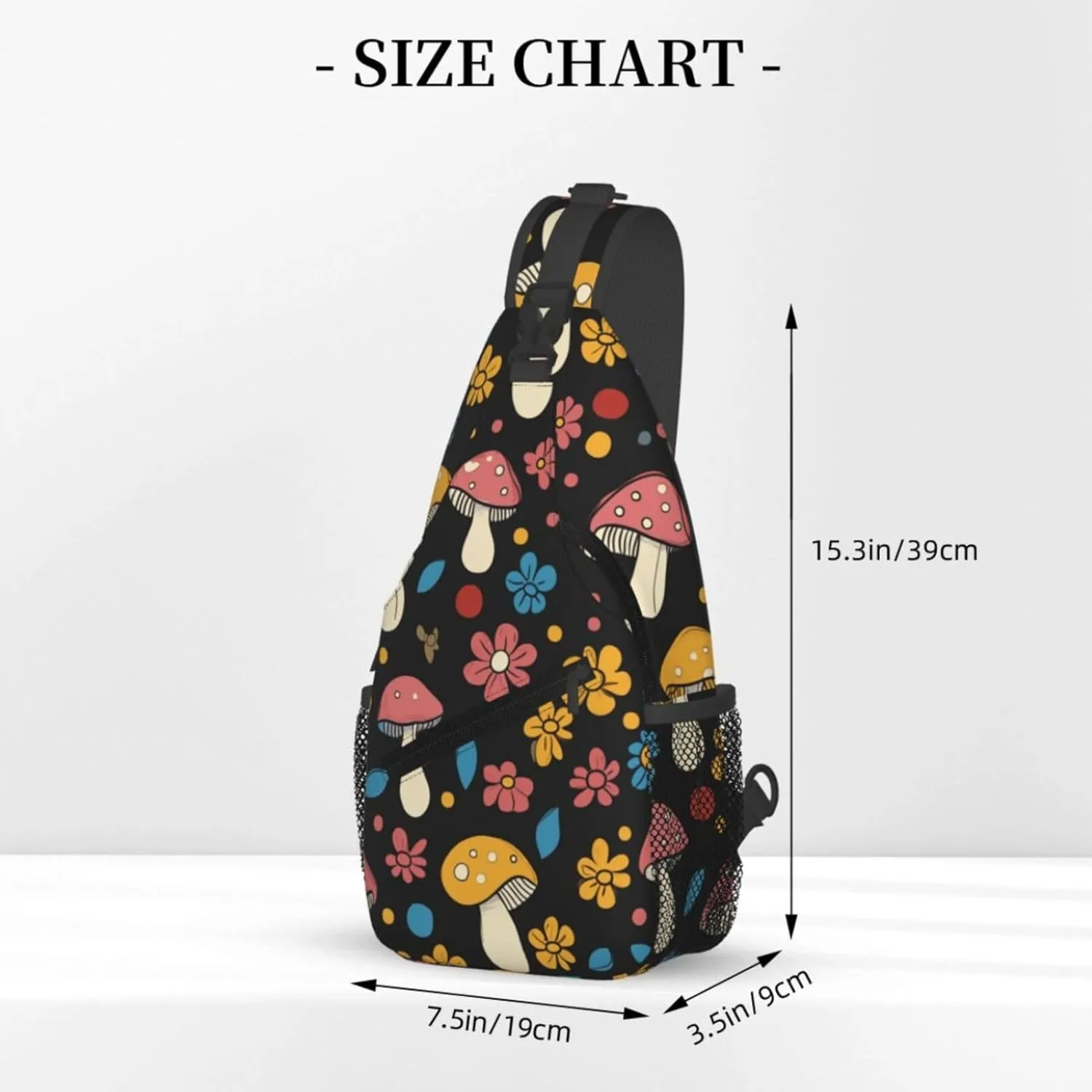Crossbody Bags For Women Men Mushroom Flowers Sling Backpack Chest Shoulder Bag Gym Cycling Travel Hiking Daypack