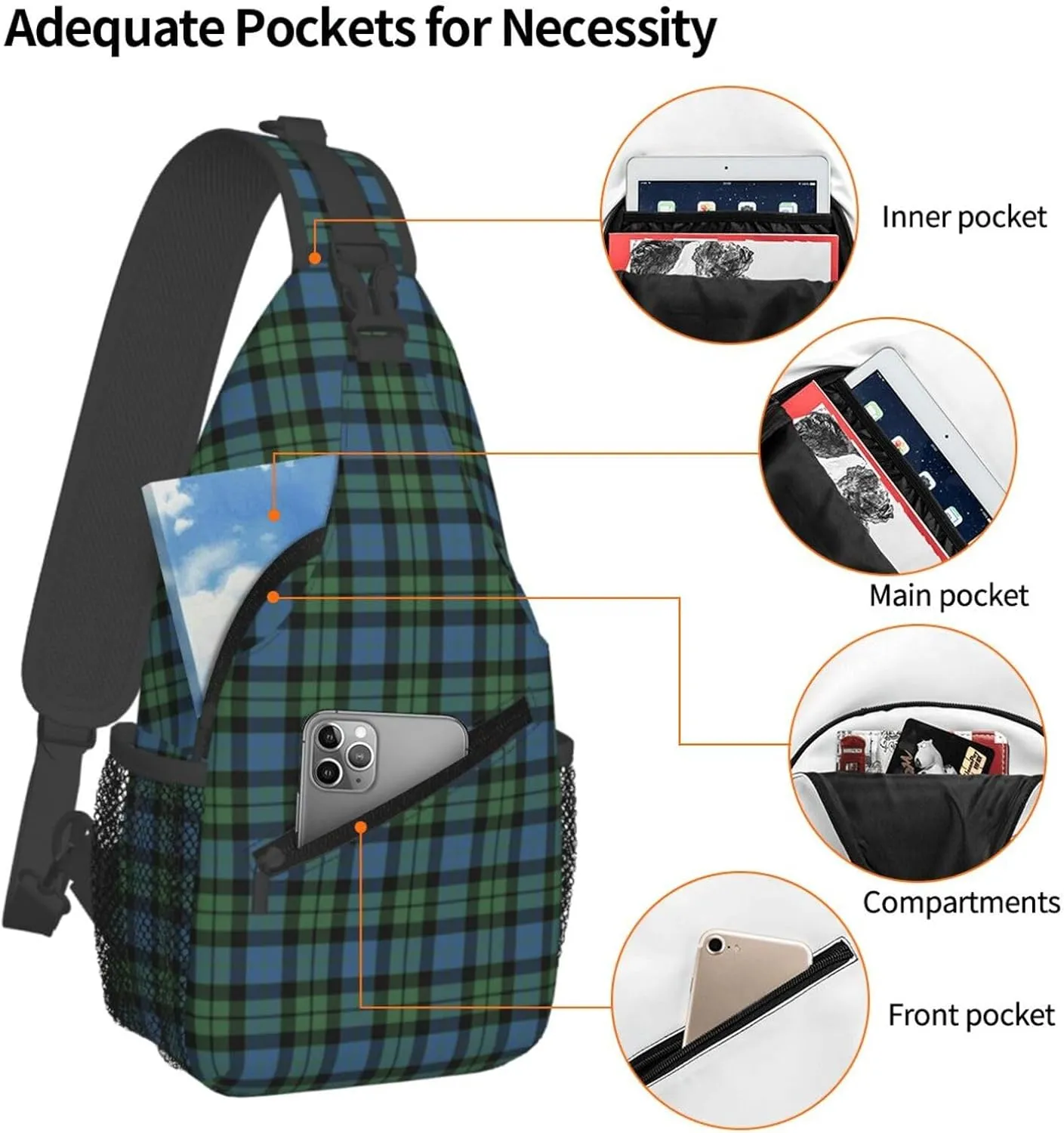 Crossbody Sling Backpack Clan MacKay Ancient Tartan Shoulder Chest Bag Daypack for Traveling Sport