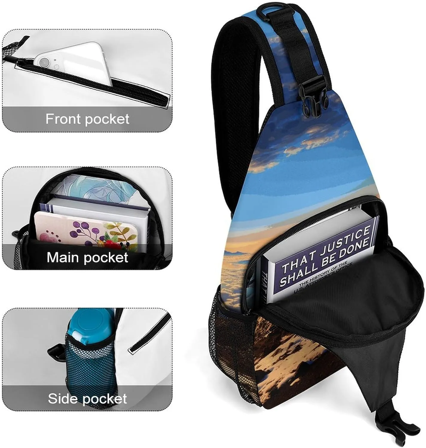 Crossbody Sling Bag Cat Under Blanket Backpack Sling Bag Travel Hiking Chest Bag Shoulder Bag Daypack