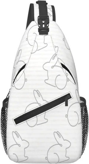 Crossbody Sling Bag for Men Women, Rabbit White Sling Backpack Shoulder Chest Bag, Anti Theft Travel Hiking Daypacks