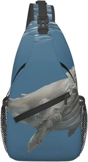 Crossbody Sling Bag for Men Women, Whale Sling Backpack Shoulder Chest Bag, Anti Theft Travel Hiking Daypacks