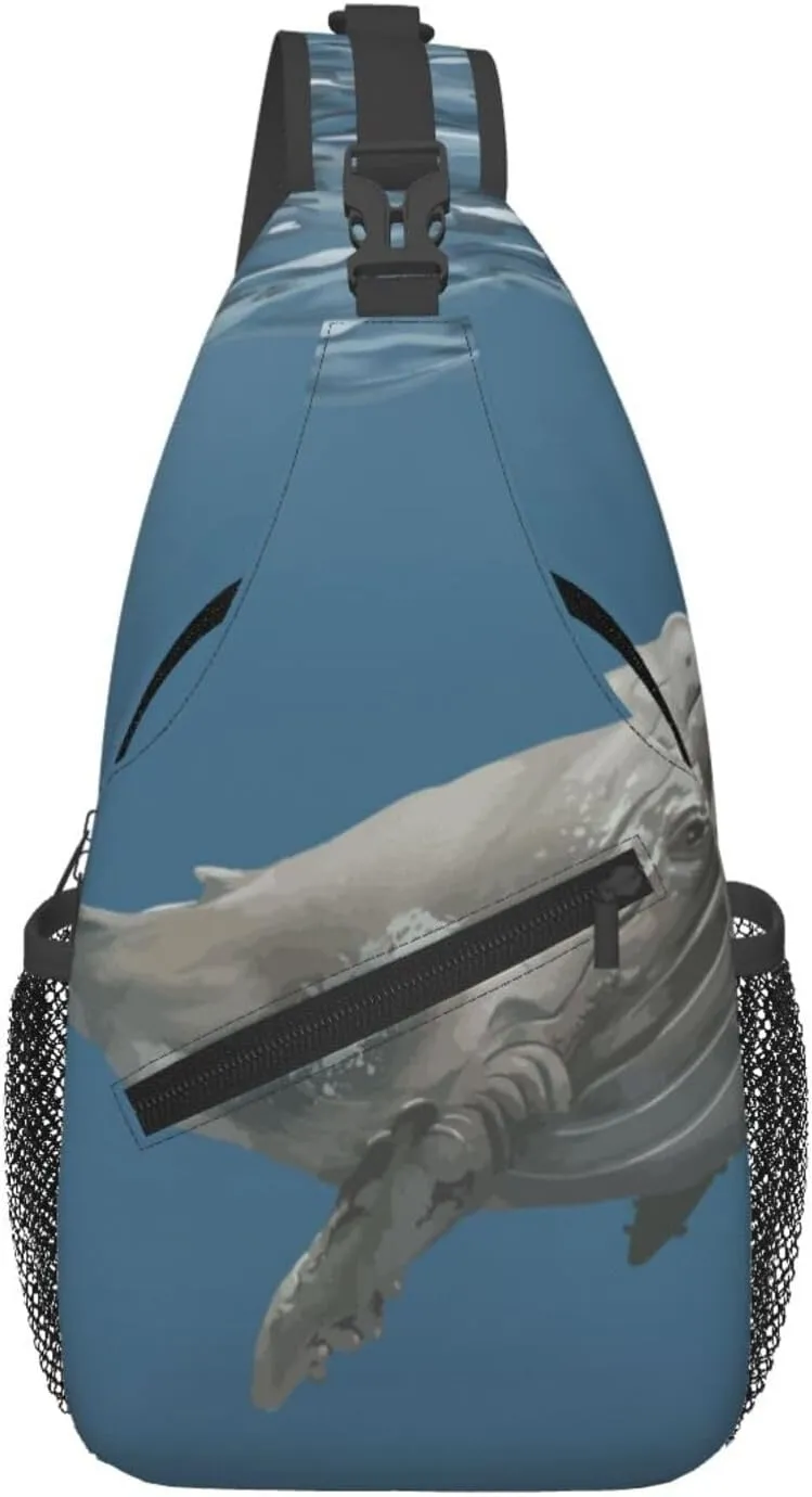 Crossbody Sling Bag for Men Women, Whale Sling Backpack Shoulder Chest Bag, Anti Theft Travel Hiking Daypacks