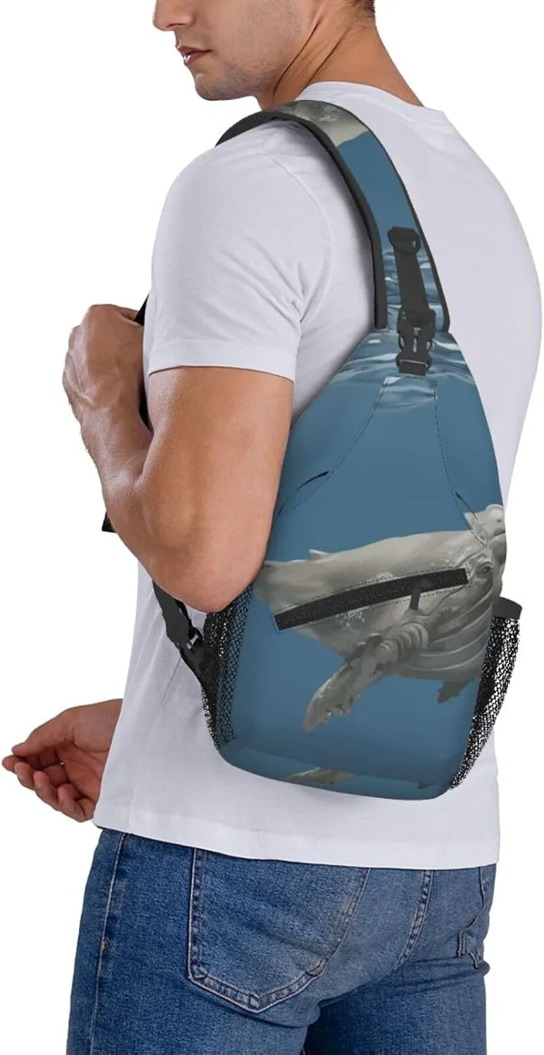Crossbody Sling Bag for Men Women, Whale Sling Backpack Shoulder Chest Bag, Anti Theft Travel Hiking Daypacks