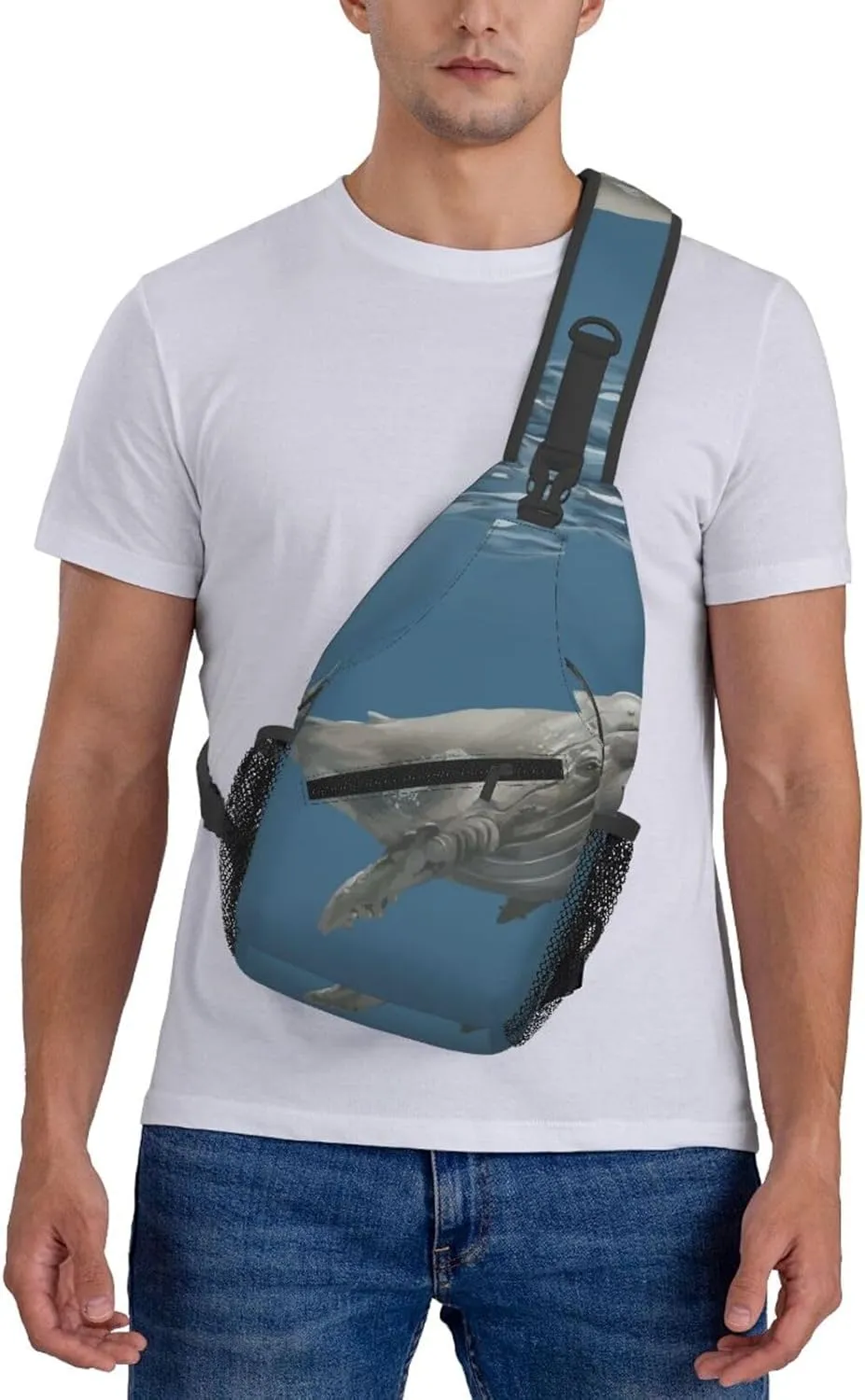 Crossbody Sling Bag for Men Women, Whale Sling Backpack Shoulder Chest Bag, Anti Theft Travel Hiking Daypacks