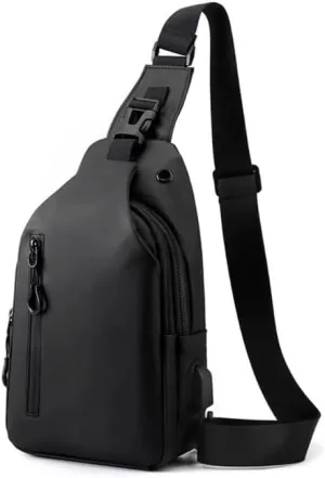 Crossbody Sling Bag for Men,Backpack with USB Charging Port Travel Hiking Daypack Waterproof Chest Shoulder Bag