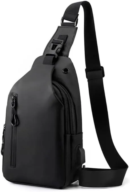 Crossbody Sling Bag for Men,Backpack with USB Charging Port Travel Hiking Daypack Waterproof Chest Shoulder Bag