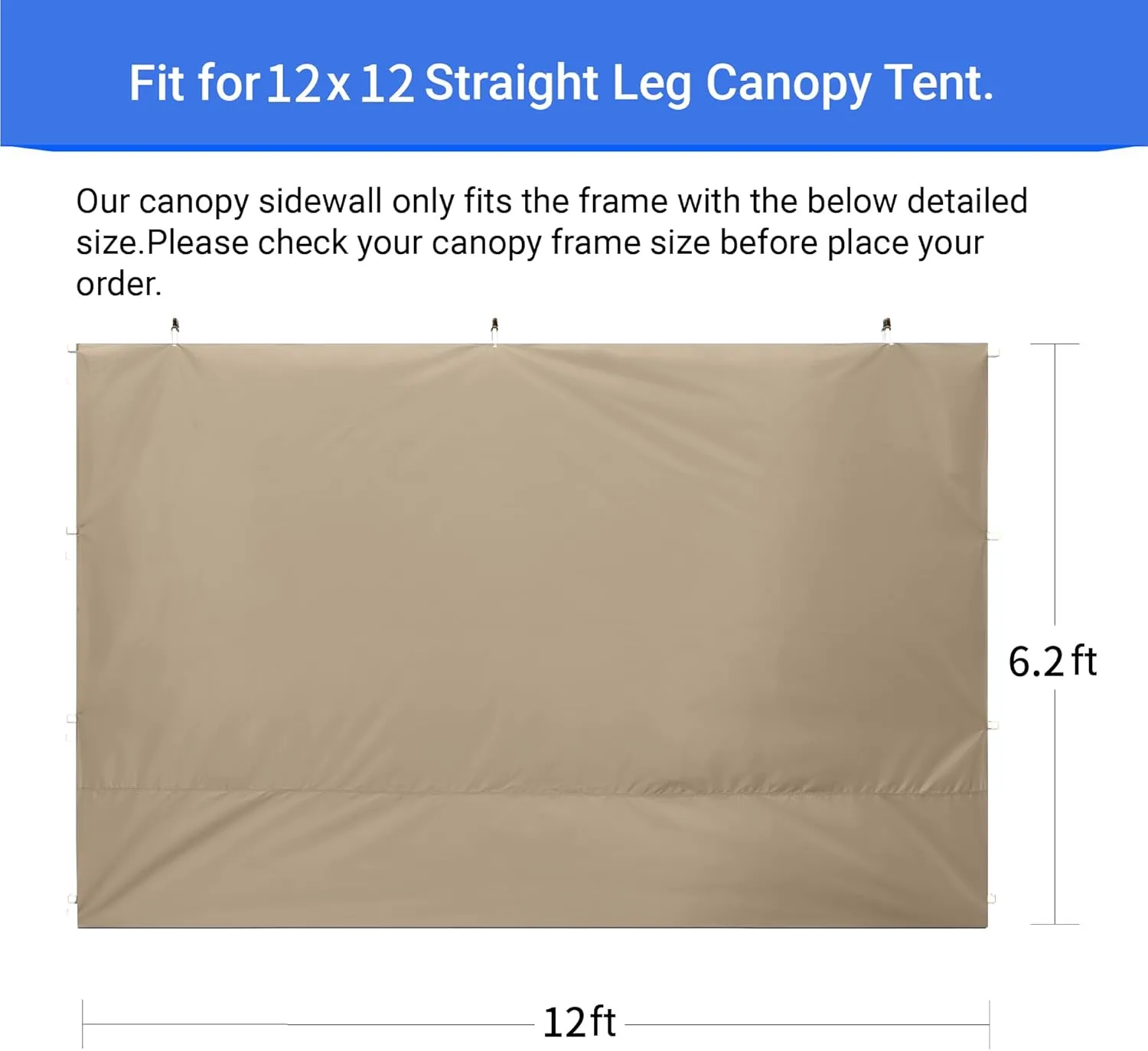 CROWN SHADES SunWall Silver Coated for 12x12 Pop up Canopy Tent, 1 Pack Sidewall Only with Silver Coating (1 Pack, Khaki)