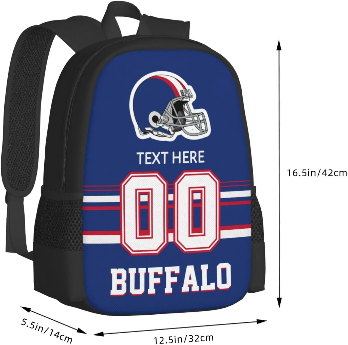 Custom Buffalo Backpack, Personalized Name and Number Backpack High Capacity Custom Football Gift for Men Women Fans