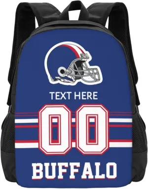 Custom Buffalo Backpack, Personalized Name and Number Backpack High Capacity Custom Football Gift for Men Women Fans