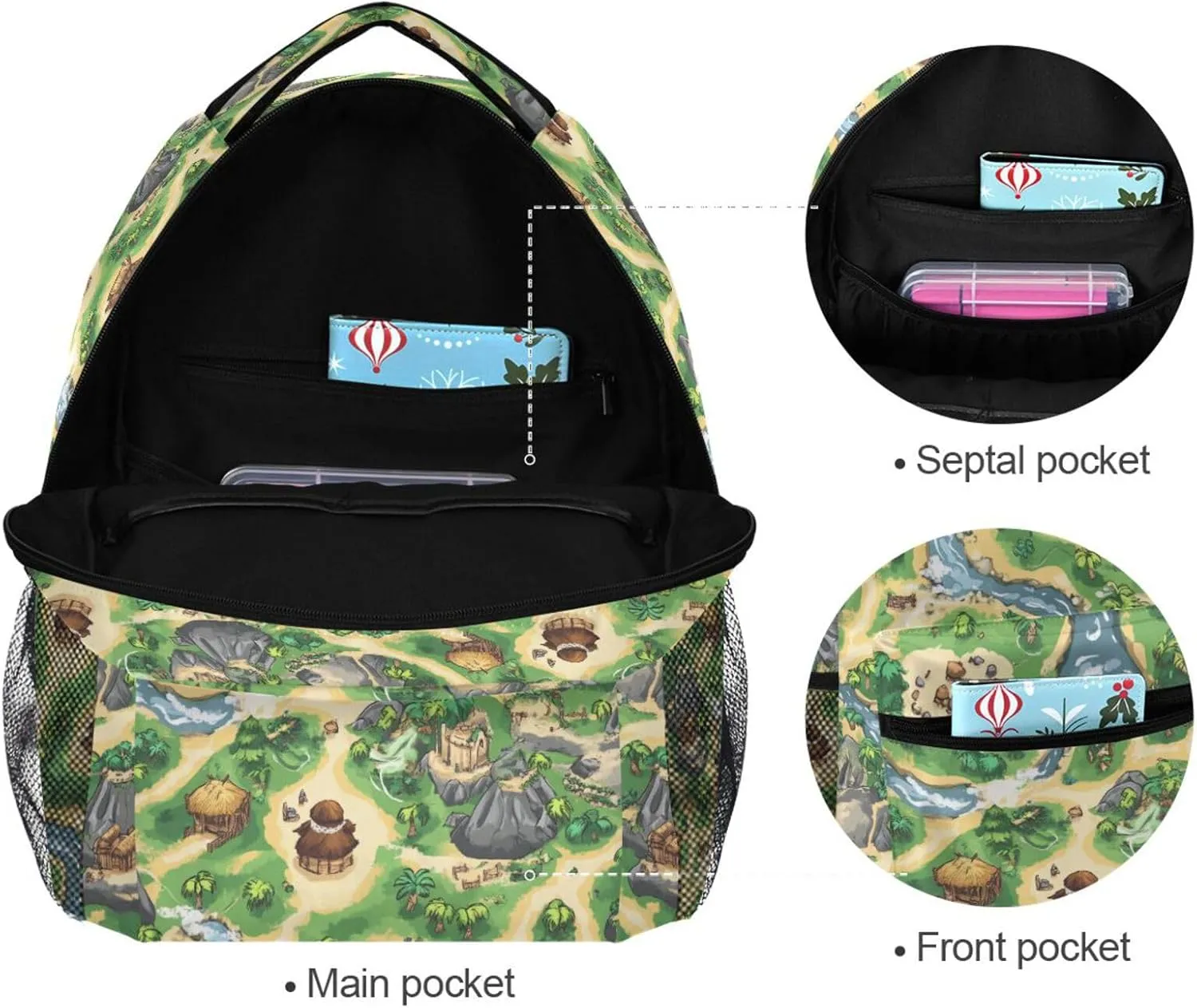 Cute Backpack for Women Men Fashion Travel Laptop Backpack with Chest Strap for College Work Game Map