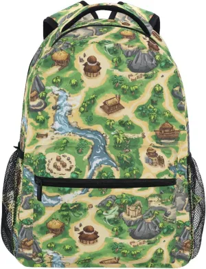 Cute Backpack for Women Men Fashion Travel Laptop Backpack with Chest Strap for College Work Game Map