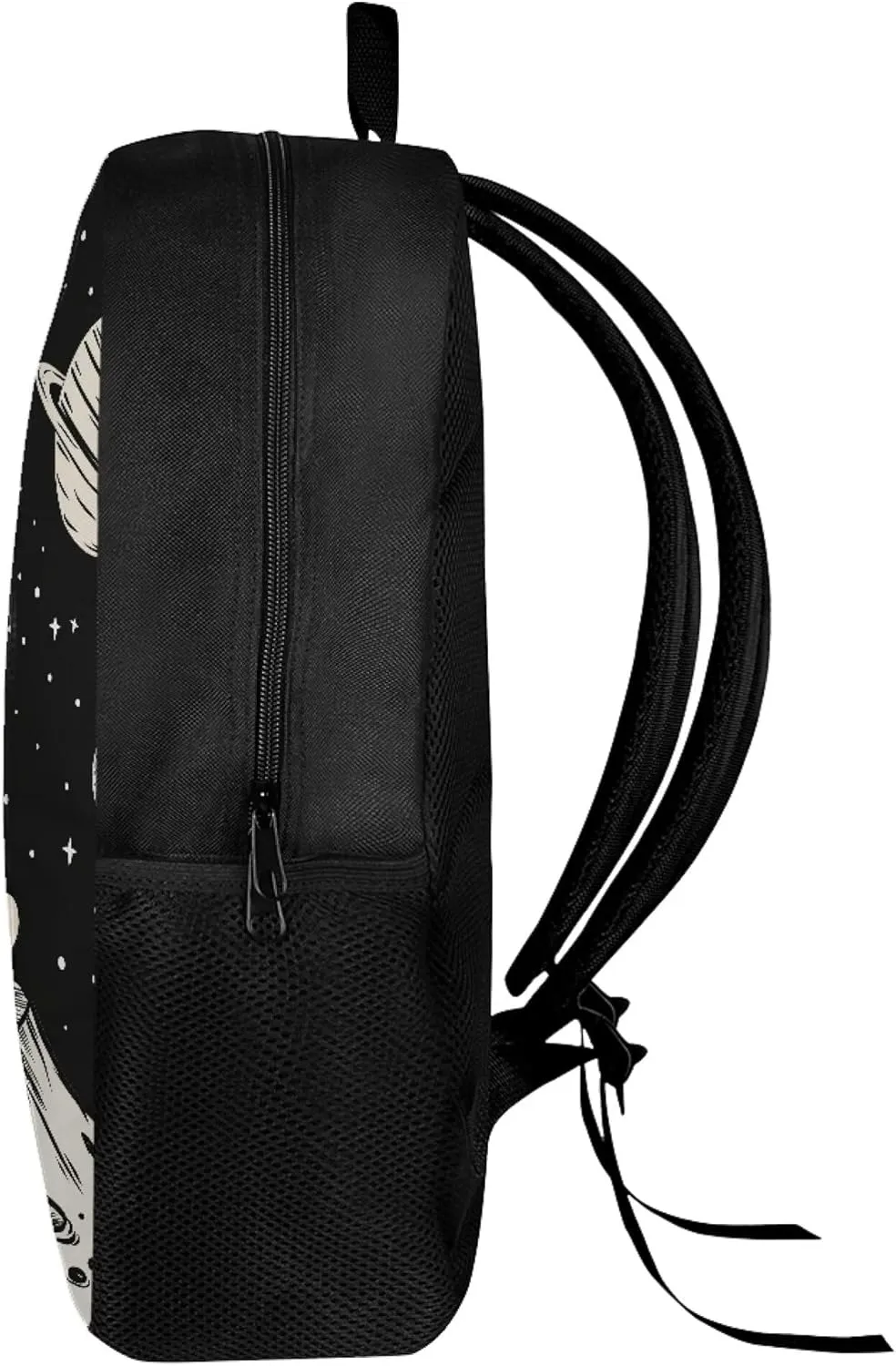 Cute Boys School Black Planet Alien Backpack for Elementary Student Soft Comfy Bookbag Daypack for Girls Campus Daily Outing Backpack with Side Pocket