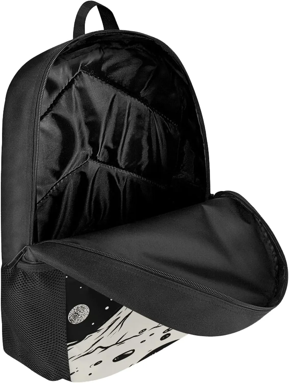 Cute Boys School Black Planet Alien Backpack for Elementary Student Soft Comfy Bookbag Daypack for Girls Campus Daily Outing Backpack with Side Pocket