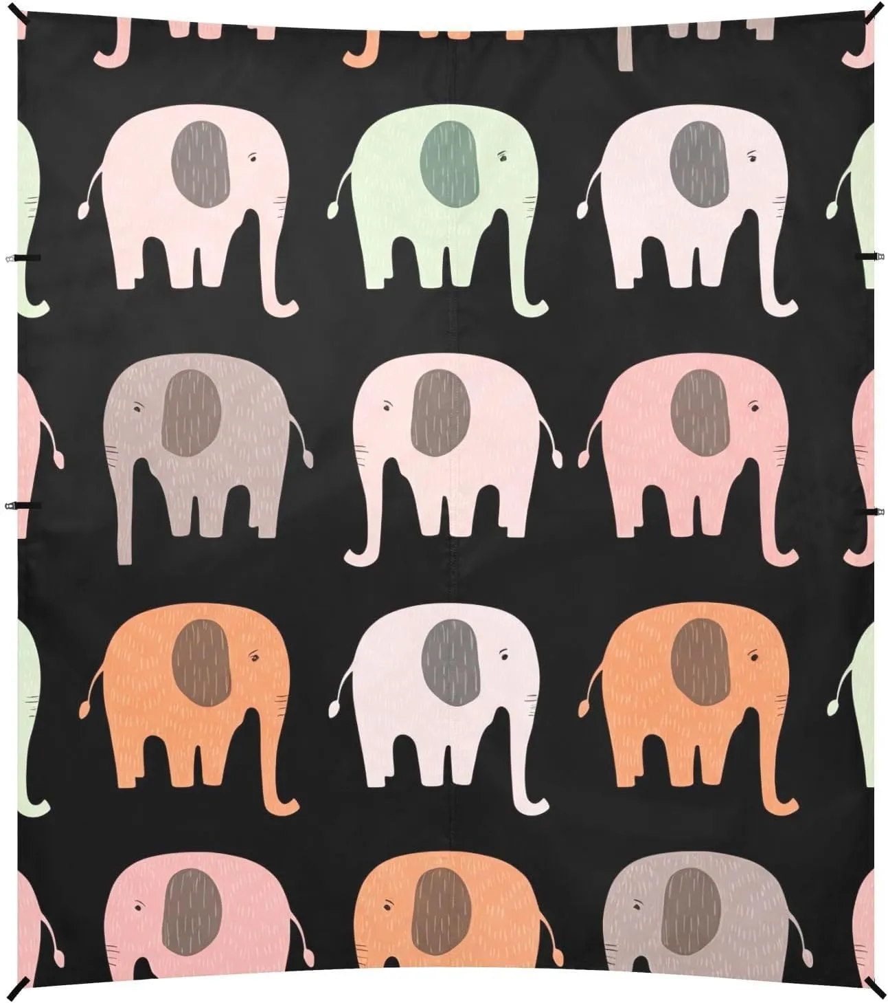 Cute Cartoon Elephants Colorful Beach Canopy Tent Patio Sun Shade Outdoor for Adults Camping Sun Shelter 9.2 × 10.5 FT Wind Sail Shade with Poles Sandbags Easy