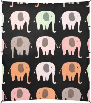 Cute Cartoon Elephants Colorful Beach Canopy Tent Patio Sun Shade Outdoor for Adults Camping Sun Shelter 9.2 × 10.5 FT Wind Sail Shade with Poles Sandbags Easy
