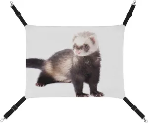 Cute Ferret White Cat Hanging Hammock Soft Breathable Pet Cage Dog Hammock with Adjustable Straps and Metal Hooks