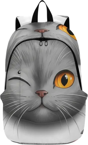 Cute Grey Scottish Fold Cat Cute Backpacks for Woman Casual Bright Gifts Book Bags for Teen